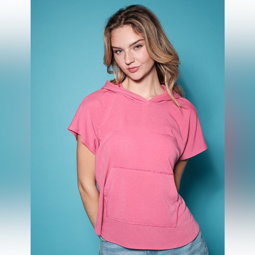 Soft Touch Short Sleeve Hoodie Top